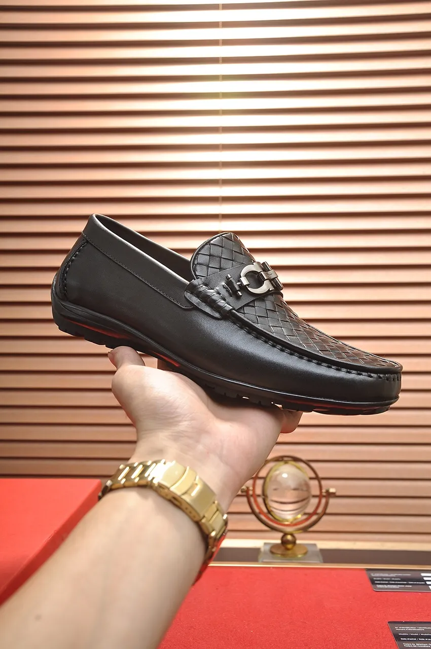 Men's shoes 💰500💶[Ferragamo/Ferragamo] The latest model in the counter. Original imported open-sided high-quality cowhide hand-woven + imported 🐂 cowhide + original luxury metal buckle + original combination outsole. Comparison without pressure 38--44🎉